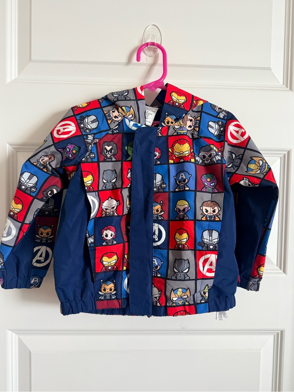Marvel Kids Navy Blue Red Multicolor Avengers Character Packable Jacket